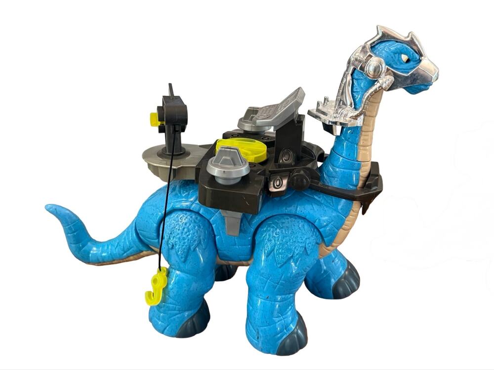2010/2011 Fisher-Price Imaginext Blue Apatosaurus with Dino Rider battle gear